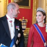 Princess of Wales Shines in Dark Red Silk at Macron’s Star-Studded Banquet